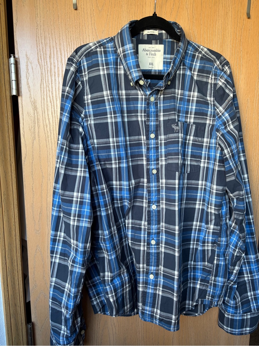 Abercrombie & Fitch Men's Blue Plaid Button-Down ShirtXXL
